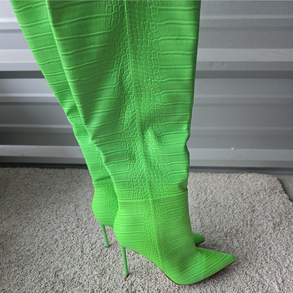 NEW Steve Madden Lime Green Knee High Boots, Size 10 - Picture 6 of 15